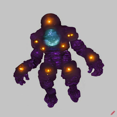 A.I. image generated from tanka text of a figure in a space suit with various illumination sources on the suit 