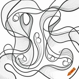 A.I. image generated from haiku text of an abstract face of sorts made out of tubes and squiggles