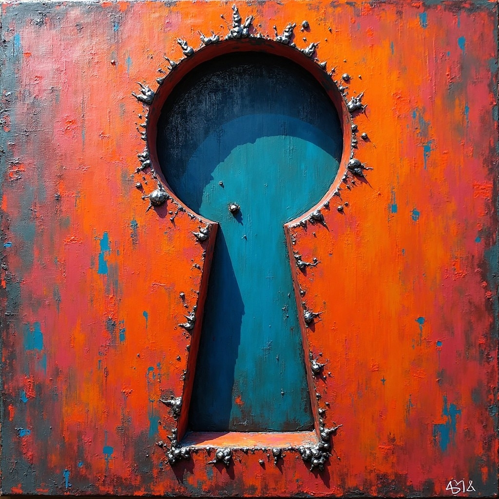 A.I. image generated from tanka text of archaic well used keyhole