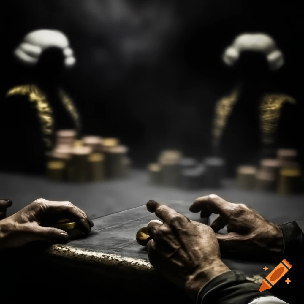 A.I. image generated from tanka text of wig wearing aristocracy playing poker