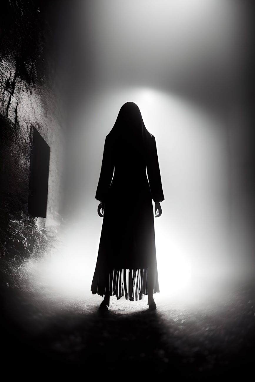 Stock photo of slender shadowy female silhouette caught in a spotlight from Pexels.com