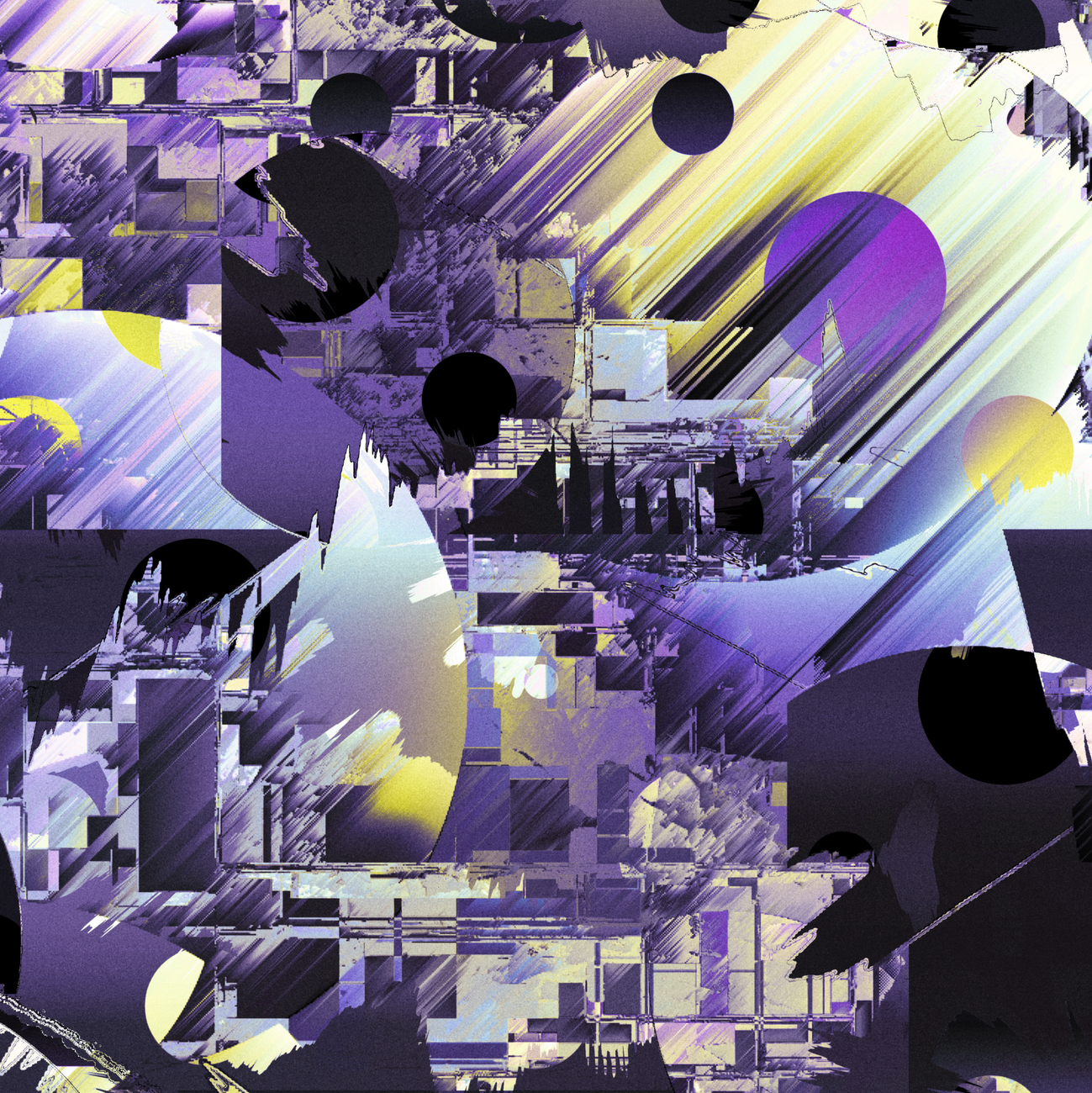 This digital art piece is titled "Close-Up Shot of an Abstract Painting" by artist Anni Roenkae.It features vibrant geometric patterns and dynamic colors, primarily purple, black, and yellow from Pexels.com